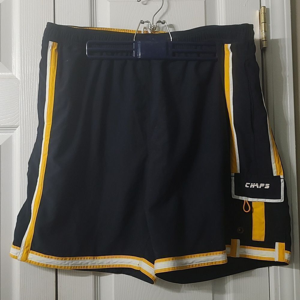 Chaps navy yellow swim trunk shorts  Sz XL NWOT